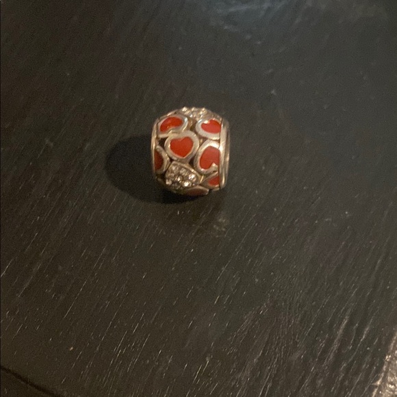 Brighton 🖤 Red and Silver Heart Charm Bead Spacer - Picture 1 of 1
